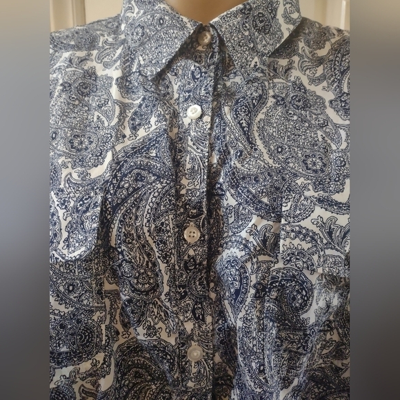 Talbot's paisley woman's plus size 2x button up long sleeve shirt top - Picture 4 of 8